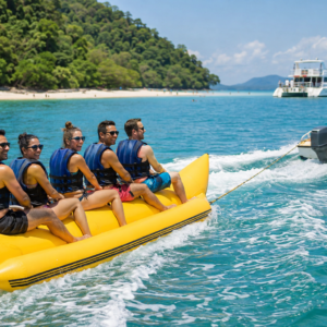 Banana boat ride during the Tortuga Island day tour