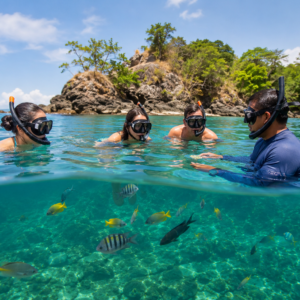 Guided snorkeling during a Tortuga Island tour