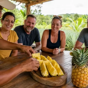 Fresh pineapple tasting