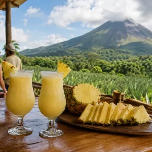 Piña colada and volcano view