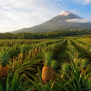 Pineapple farm and Arenal Volcano